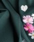 卒業式袴単品レンタル[刺繍]深緑色に花輪とさくらんぼの刺繍[身長143-147cm]No.790